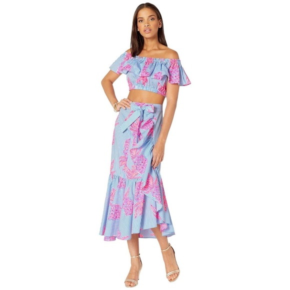 Lilly Pulitzer Larissa off shoulder two piece set in Rum Swizzle - Picture 1 of 13